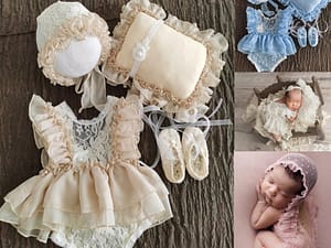 0-3Month Baby Newborn Photography Props Baby Hat Baby Girl Lace Romper Bodysuits Outfit  Photography Clothing