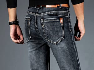 Spring Autumn 2021 Men’s Smart Elastic Jeans Business Fashion Straight Regular Stretch Denim Trousers Men Jeans Plus Size 28-40