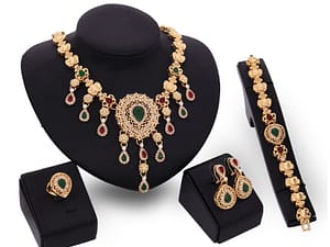 Europe luxury gem crystal fashion collarbone jewelry set