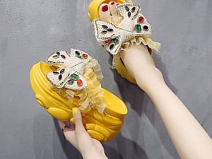 Cute bowknot platform slippers