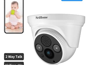 SriHome 3-megapixel round suction WiFi surveillance camera