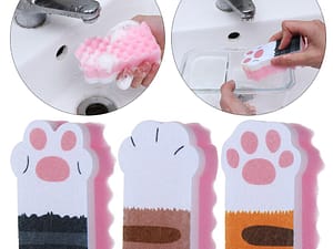 3 Pcs Washing Dishes Sponge Brush Cleaning Pans Cute Cat Paw  Magic Wipe Cleaning Dish Towel Cloth Kitchen Household Supplies
