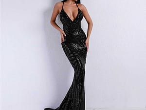 Backless Women Dresses Sequin Bodycon Maxi Party Dress