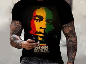 Harajuku 3d T-shirt Bob Marley Print Men’s Short-sleeved Summer Casual Breathable Oversized T-shirt Fashion Popular Rapper Top