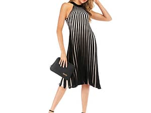 Big swing skirt striped halter dress