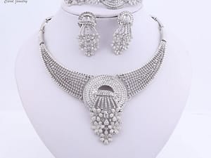Dubai Silver Plated Jewelry Sets for Women Bridal Jewelry Necklace Earrings Fashion Wedding Bridesmaid Jewelry Sets