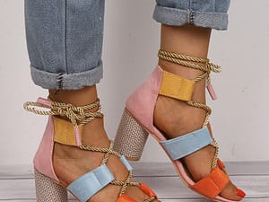 Summer new retro foreign trade hot style strappy high-heel sandals