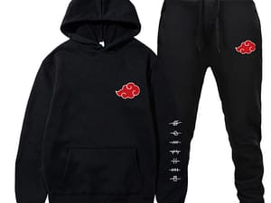 New 2 Pieces Set Akatsuki Cloud Symbols Print Hoodies+Pants Tracksuit Men Women Sweatshirt Streetwear Pullover Sudaderas