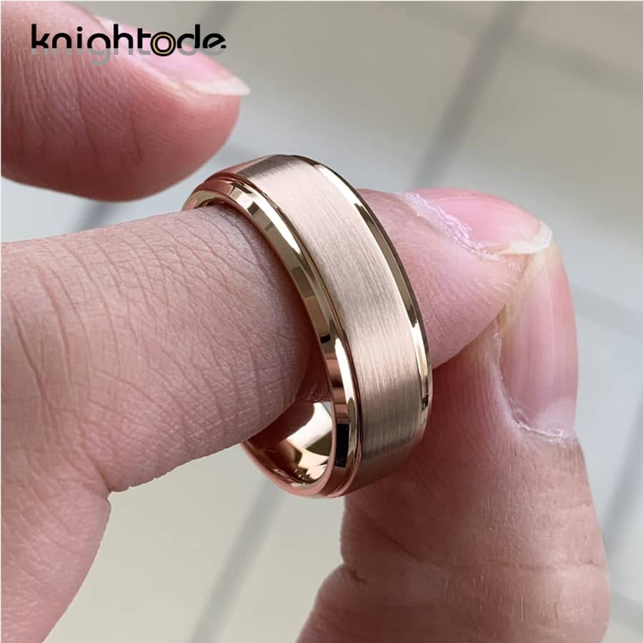 6mm 8mm Mens Womens Gold Tungsten Wedding Ring Band Brush Finish Scratch Resistant Size 5-14 